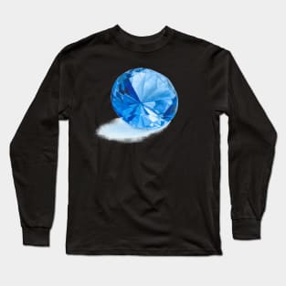 Blue Sapphire Gem Watercolour Painting Long Sleeve T-Shirt